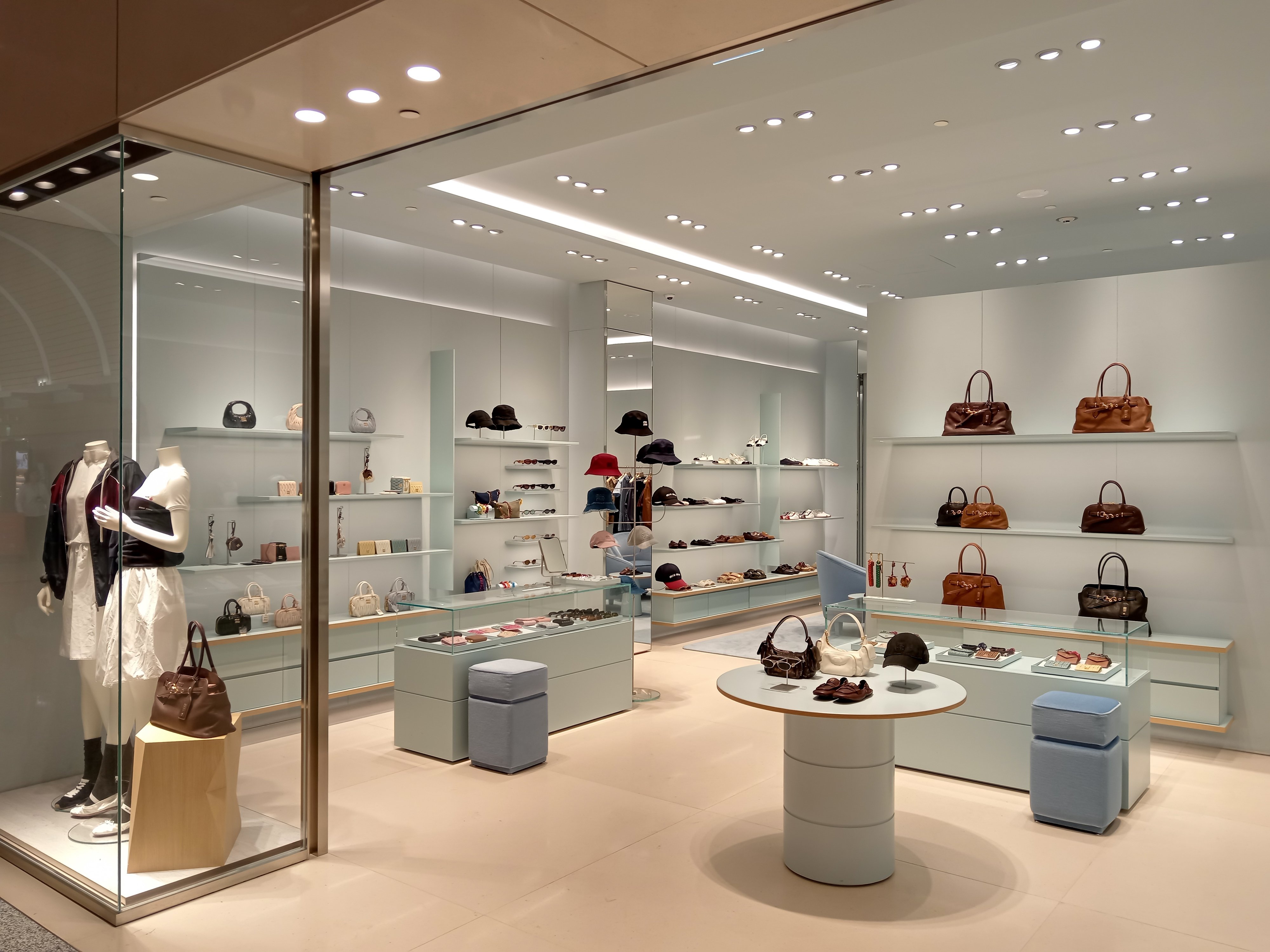 Miu Miu shop with bags and shoes and hats