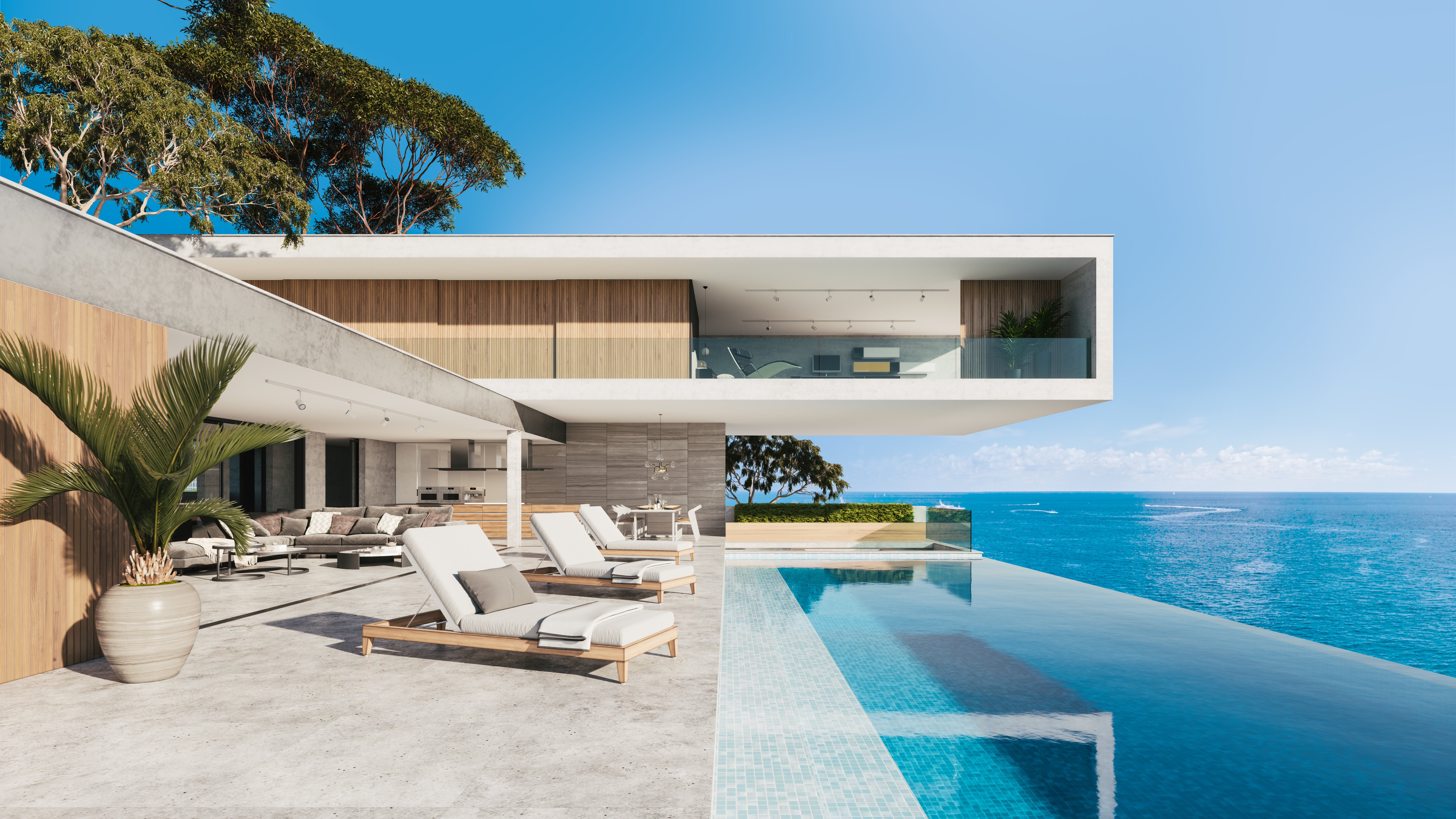 Private luxury villa with pool on the sea