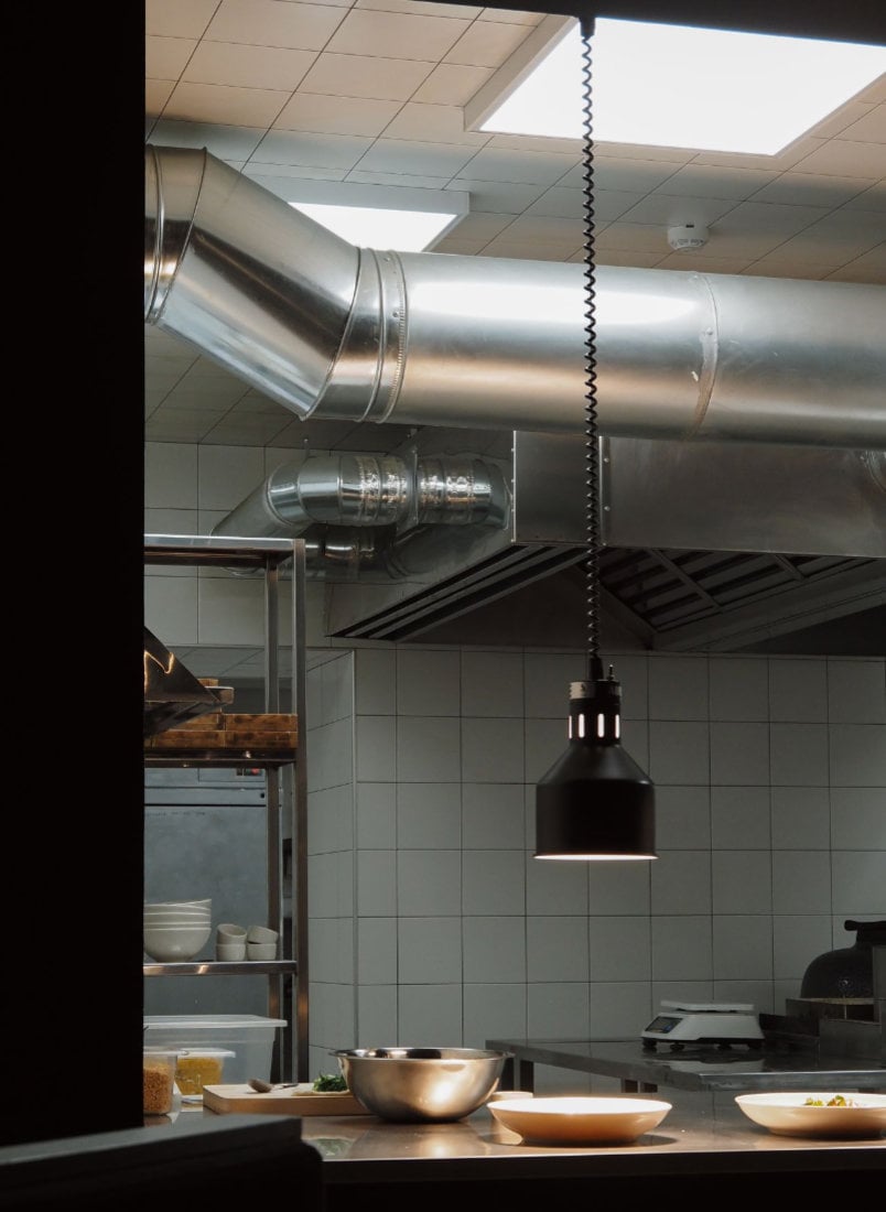 Kitchen counter with a pendant task light