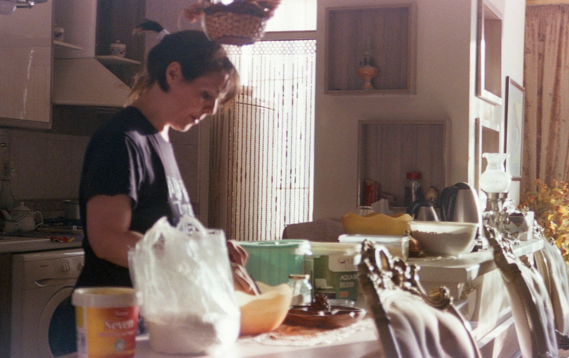 Home cook kneading dough