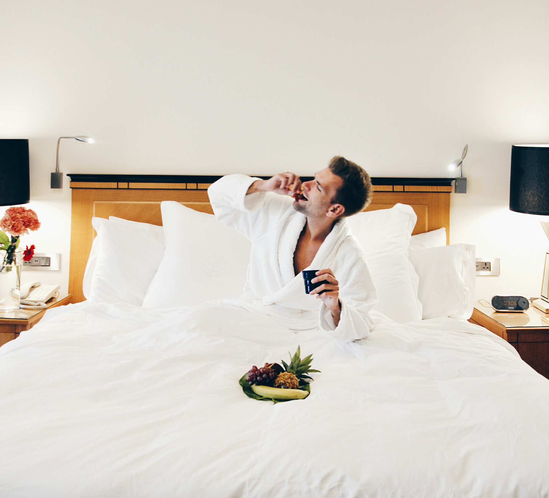 Guest enjoying personalized in-room service