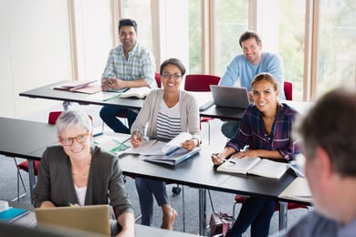 adults learning in classroom