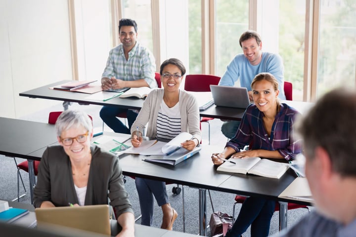 adults learning in classroom