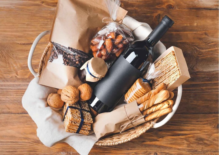 Basket filled with local and artisanal products 