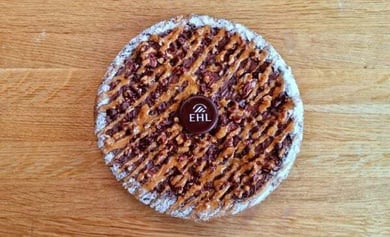 A photographie of EHL's guilt-free gluten & lactose-free chocolate brownie