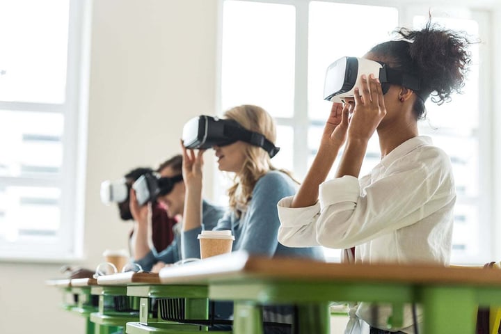 People using virtual reality headset