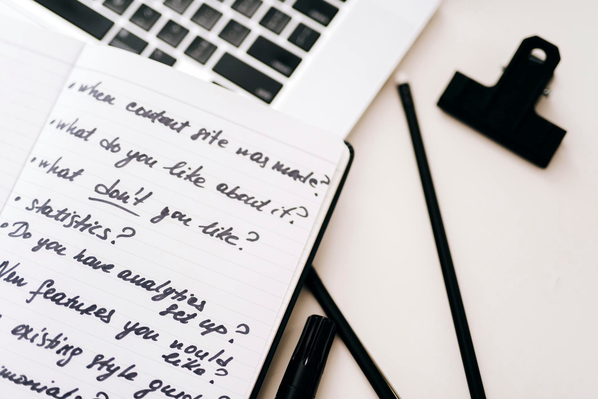 Notepad with written notes