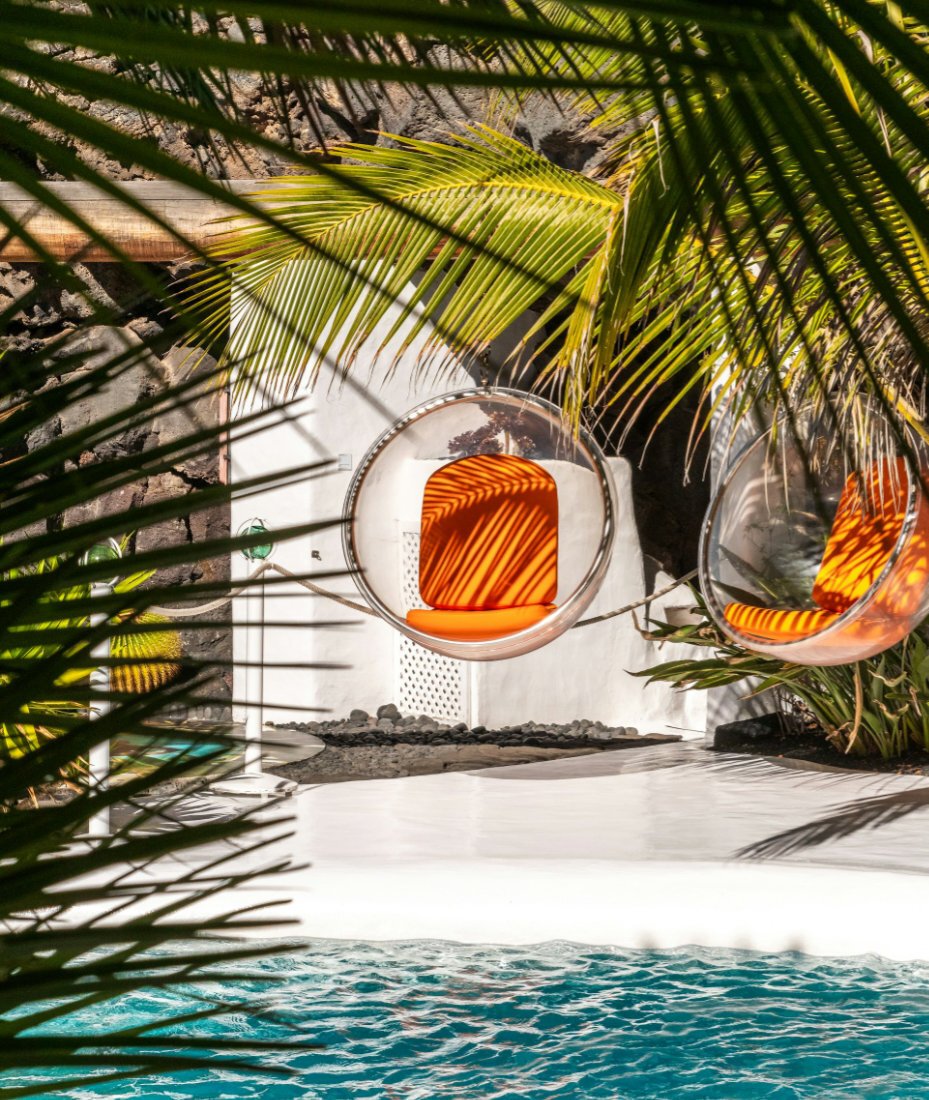 Poolside bubble swings