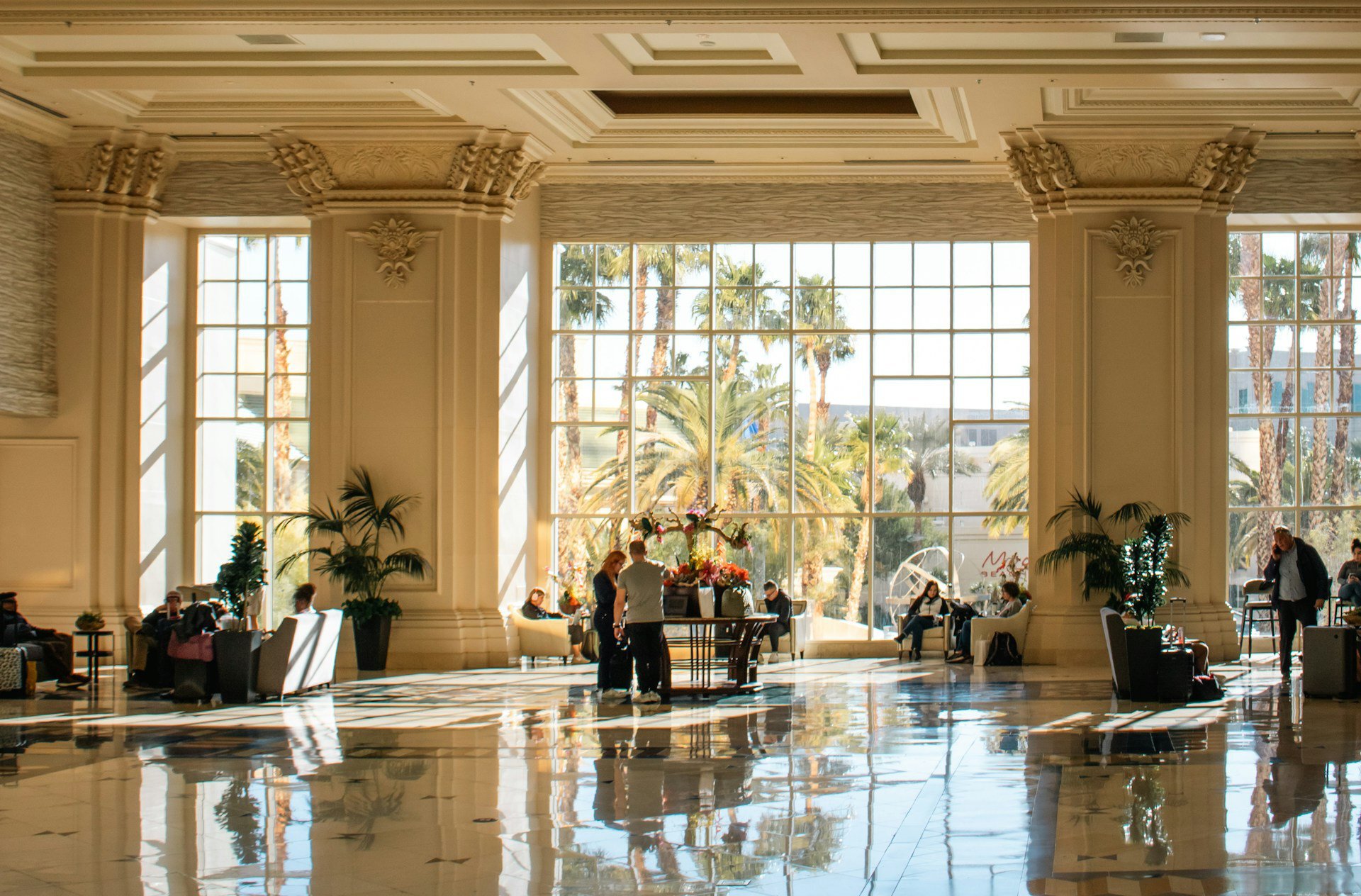 Quiet atmosphere hotel lobby